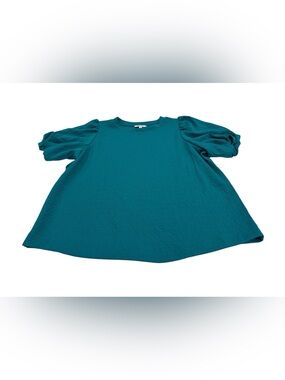 crown & ivy Teal Puff Sleeve Swing Top